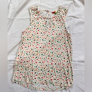 Size Small, Fervour brand sleeveless top. Cream color with multicolor polkadots.